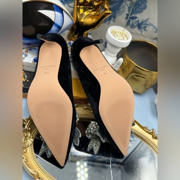 🆕 KURT GEIGER LONDON 🧿 NWOB Belgravia Bow Court Heel, Black Velvet Sz38.5 US 8 - Picture 16 of 16